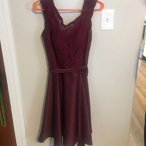 Boutique Maroon lace and silk dress
